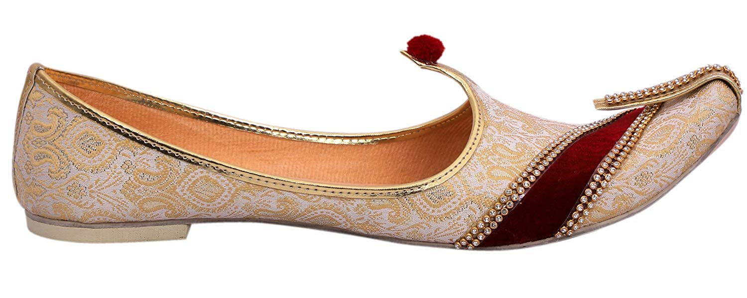 DEEUCO Men's Traditional Premium Golden Wedding and Sherwani Jutti (Mojari)