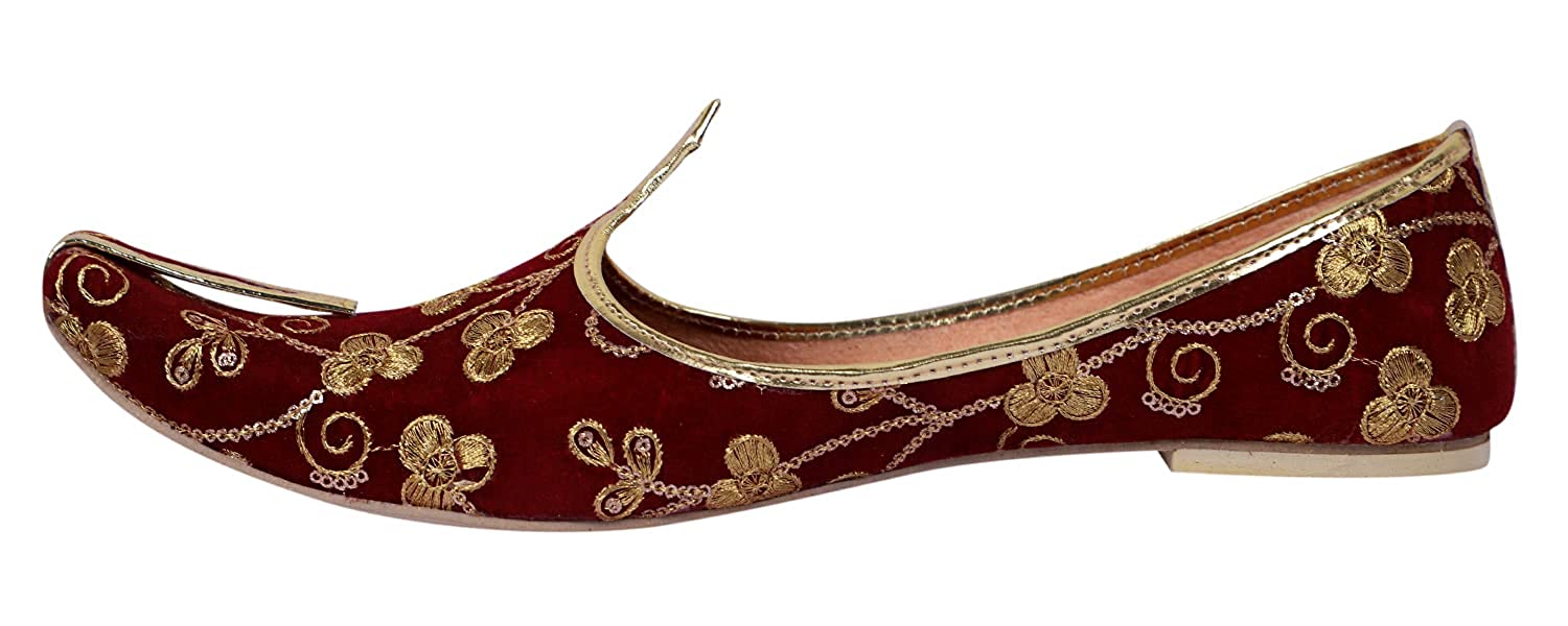 DEEUCO Men's Traditional Premium Maroon Embroider Wedding and Sherwani Jutti,Mojari