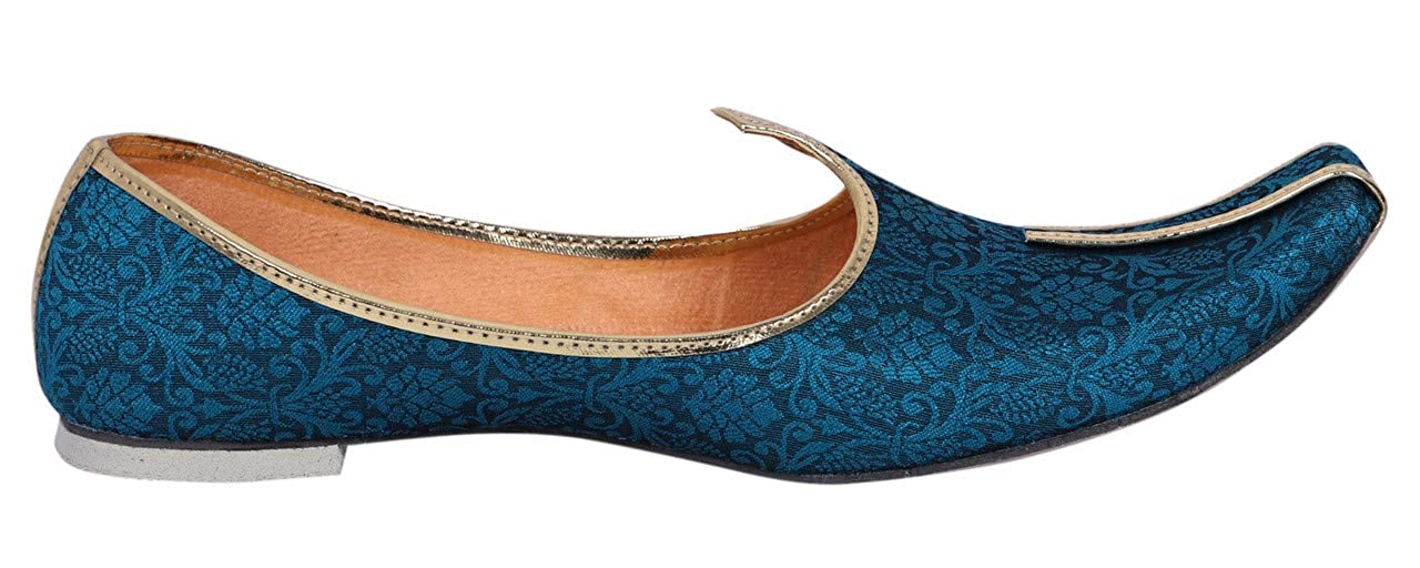 DEEUCO Men's Traditional Wedding and Sherwani Jutti/Mojari (Blue)