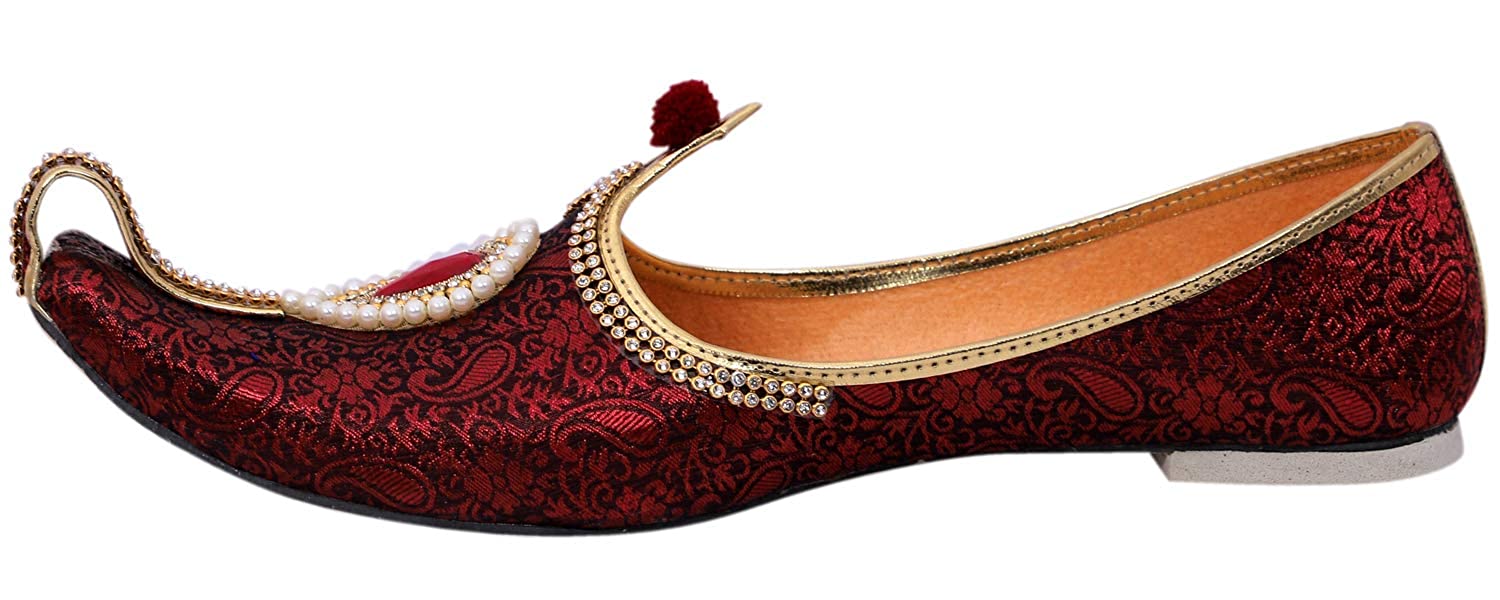 DEEUCO Men's Traditional Premium Maroon Wedding and Sherwani Jutti (Mojari)