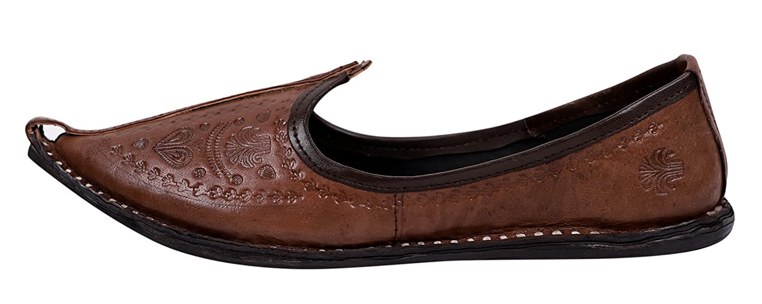 DEEUCO Men's Ethnic Brown Tan Leather Juttis