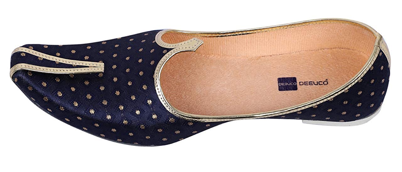 DEEUCO Men's Ethnic Juti/Mojari for Wedding and Party Occasions (Dark Blue)