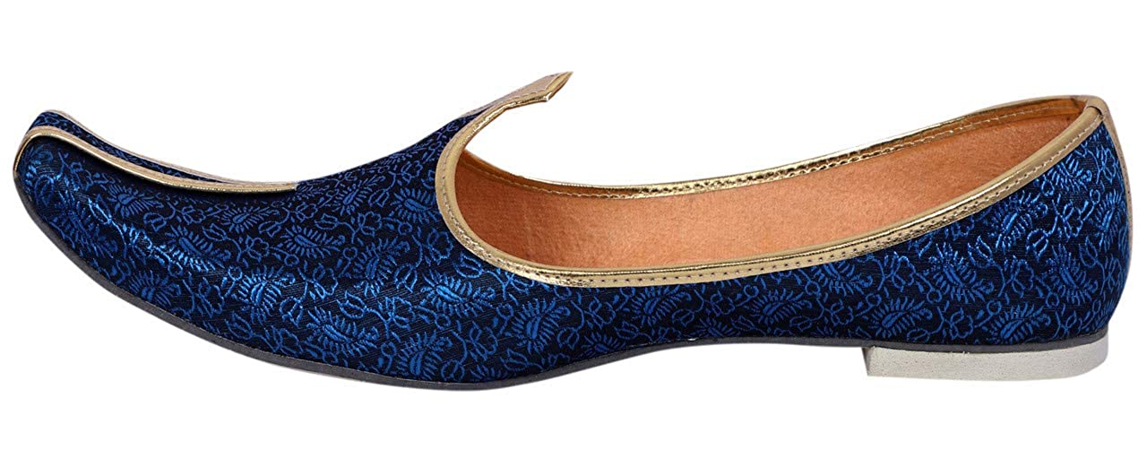 DEEUCO Men's Traditional Wedding and Sherwani Jutti/Mojari (Navy Blue)