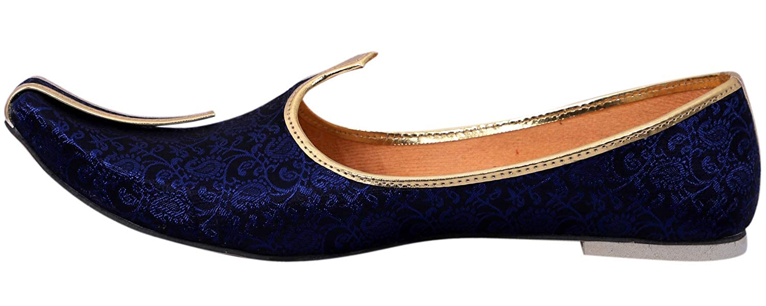 DEEUCO Men's Traditional Premium Blue Wedding and Sherwani Jutti (Mojari)