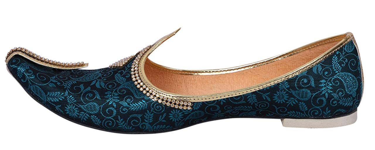 DEEUCO Men's Wedding and Sherwani Jutti/Mojari (Blue and Black)