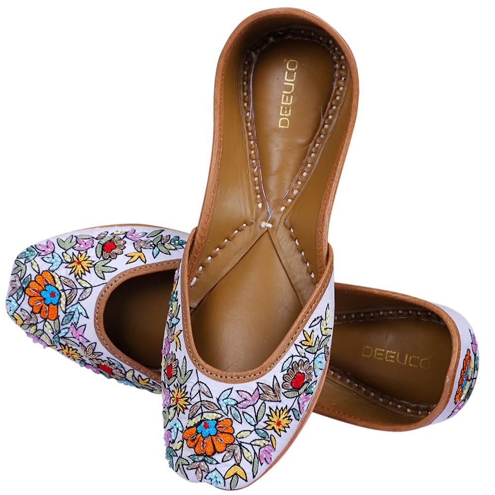 DEEUCO Women's Premium Multi-color Embroidery Jutti.
