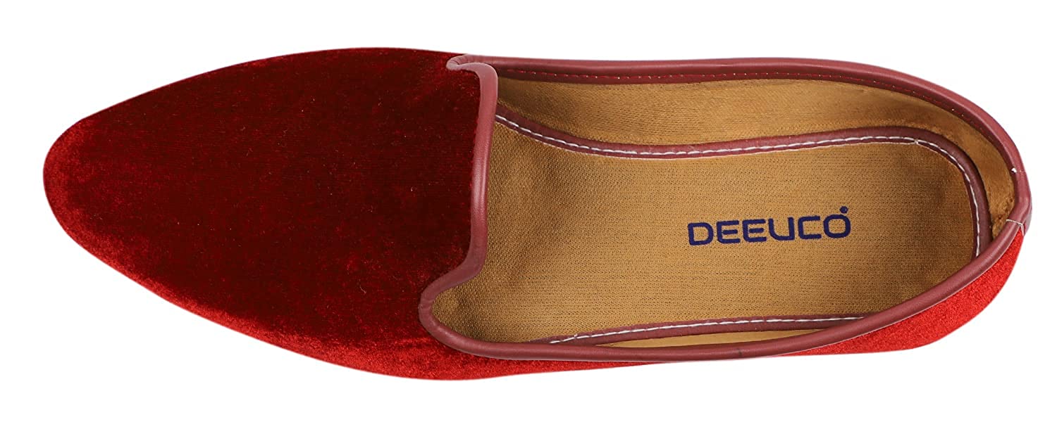 DEEUCO Ethnic Men's Maroon Velvet Boot