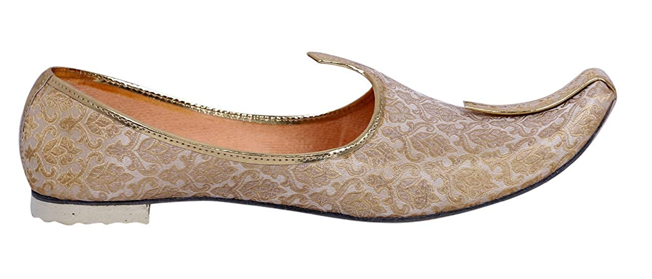 DEEUCO Men's Ethnic Juti/Mojari for Wedding and Party Occasions (Cream)