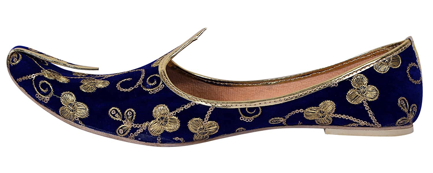DEEUCO Men's Traditional Royal blue Premium Embroider Wedding and Sherwani Jutti,Mojari