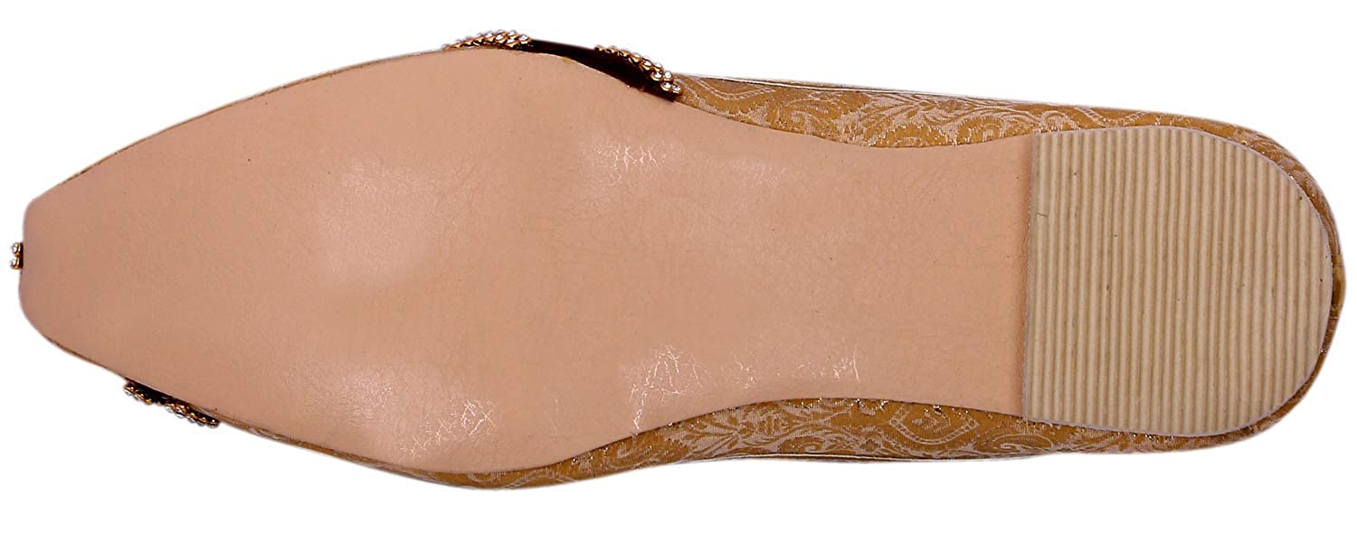DEEUCO Men's Traditional Premium Golden Wedding and Sherwani Jutti (Mojari)
