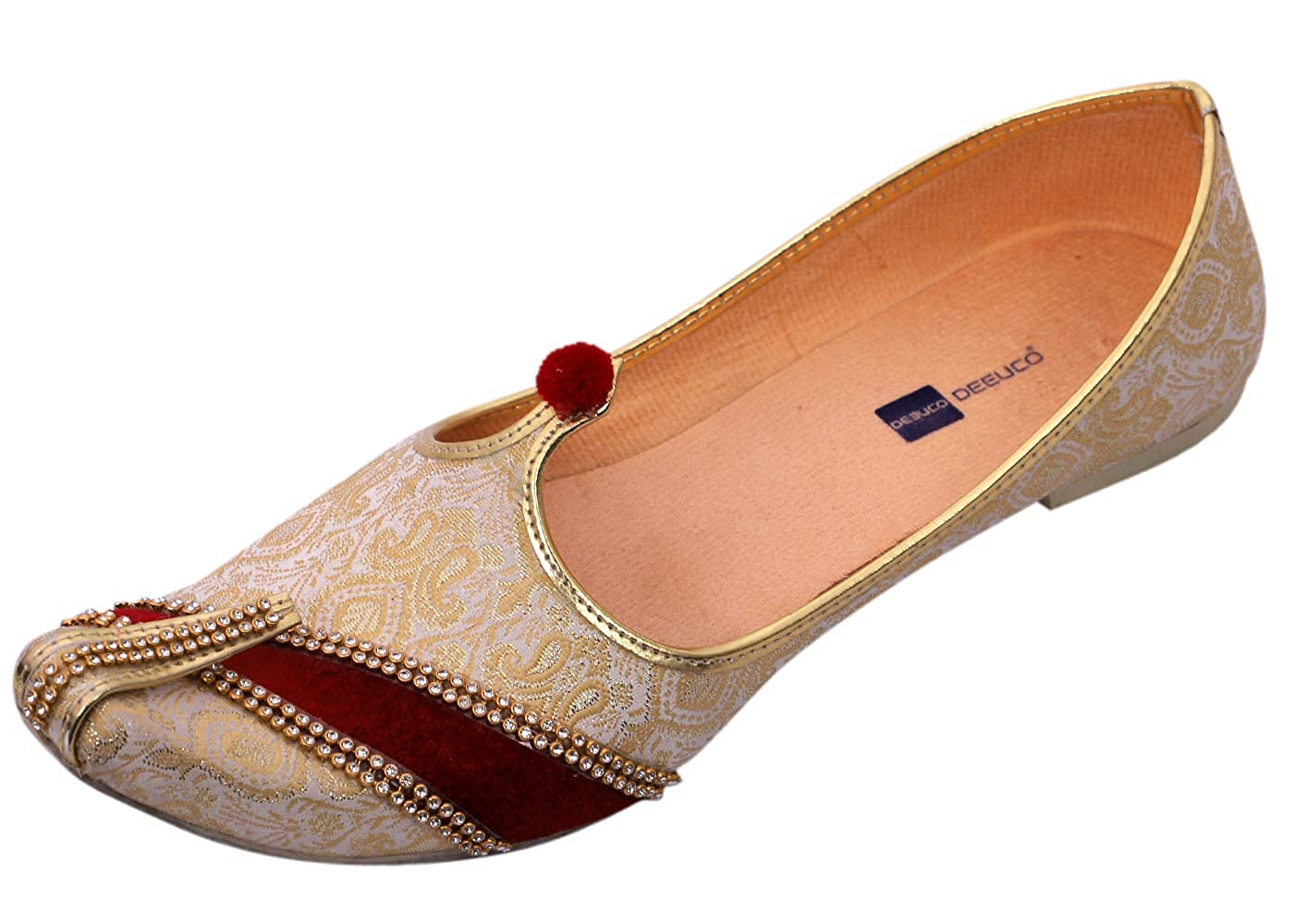 DEEUCO Men's Traditional Premium Golden Wedding and Sherwani Jutti (Mojari)
