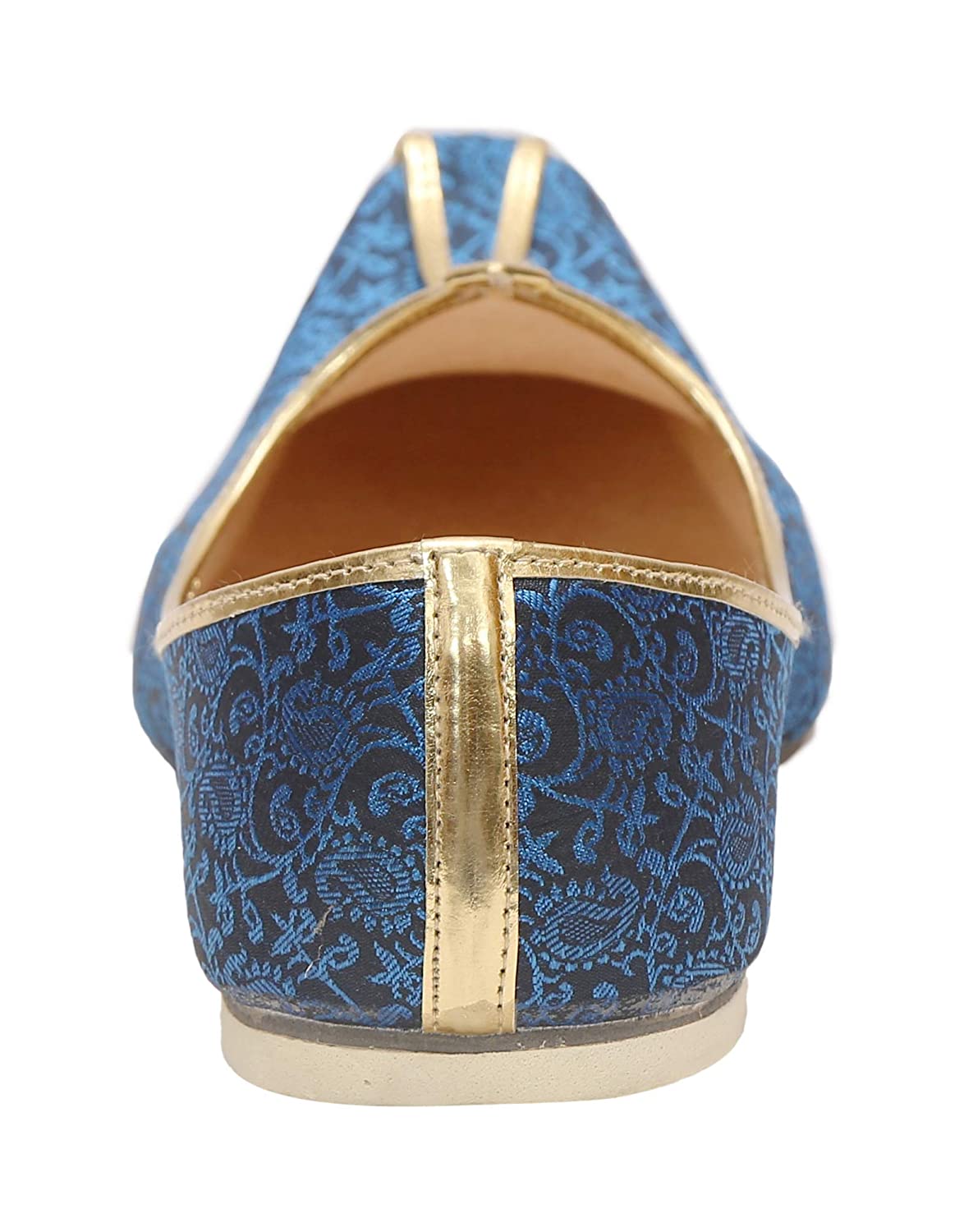 DEEUCO Men's Traditional Fabric Designer Royal Blue Weding and Sherwani Jutti, Mojari