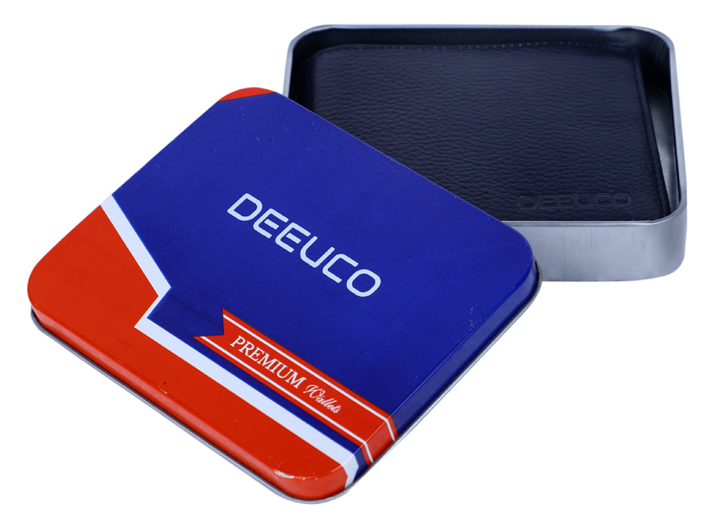 Deeuco Men's Premium Navy Blue Genuine Leather Wallet
