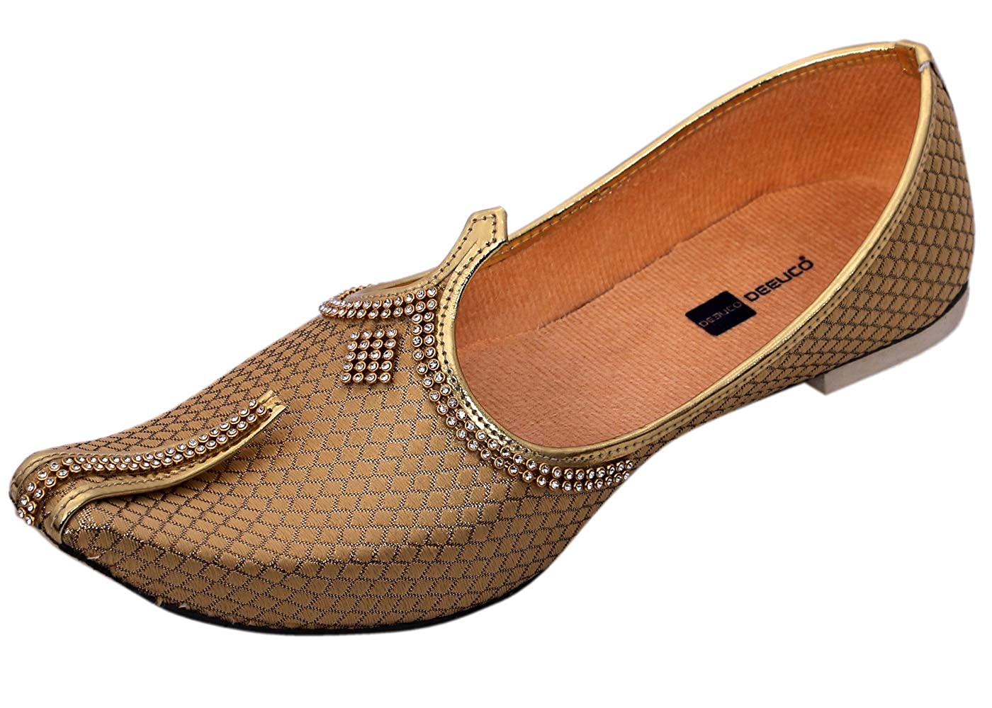 DEEUCO Men's Traditional Premium Golden Wedding and Sherwani Jutti (Mojari)
