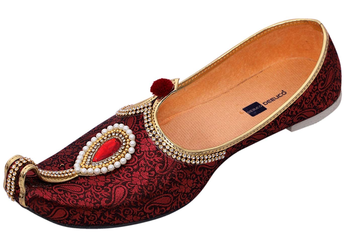 DEEUCO Men's Traditional Premium Maroon Wedding and Sherwani Jutti (Mojari)