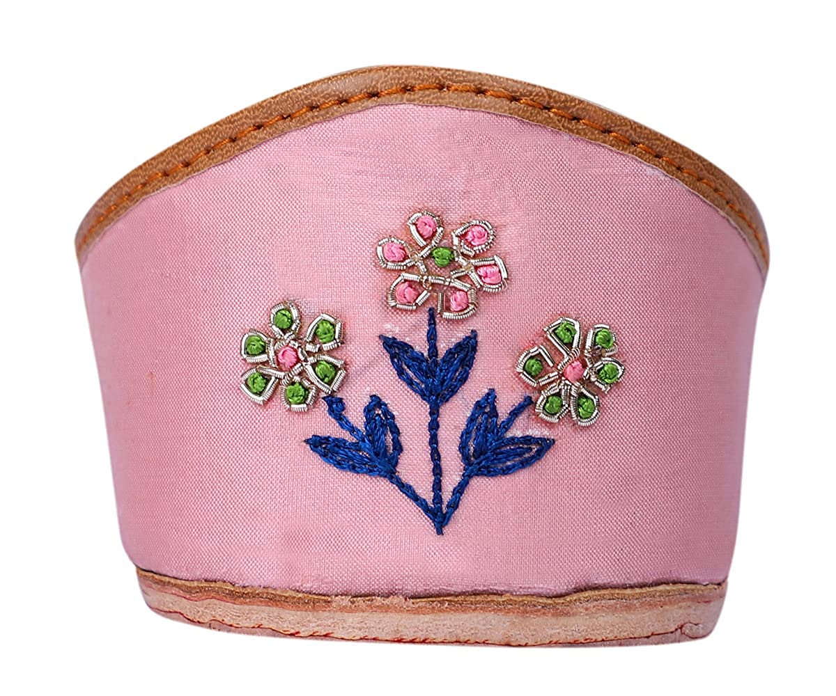 DEEUCO Women's Blue and Pink Embroidery Jutti