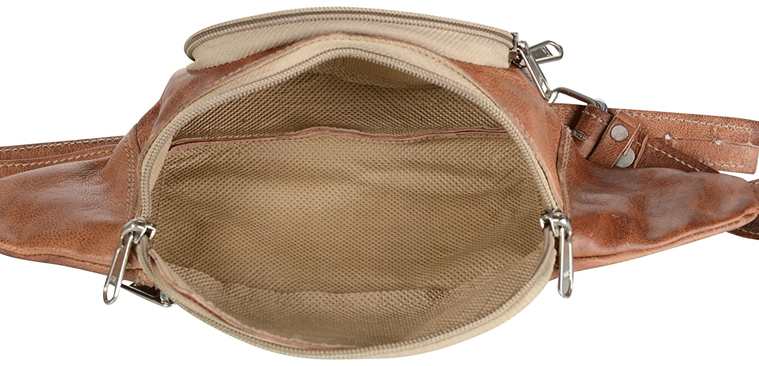 Unisex Handmade Leather Baguettes/waist leather bag (Brown)