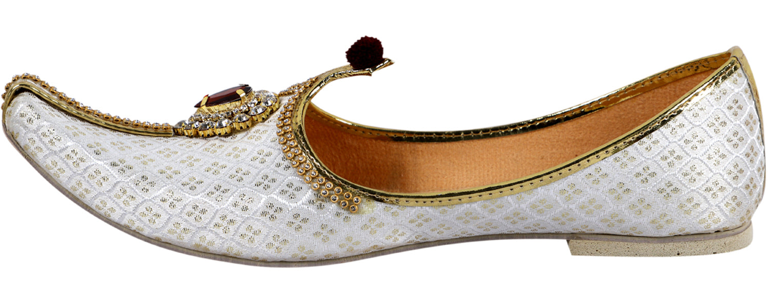 DEEUCO Men's Designer Stone Studded Wedding and Sherwani Jutti Mojari.