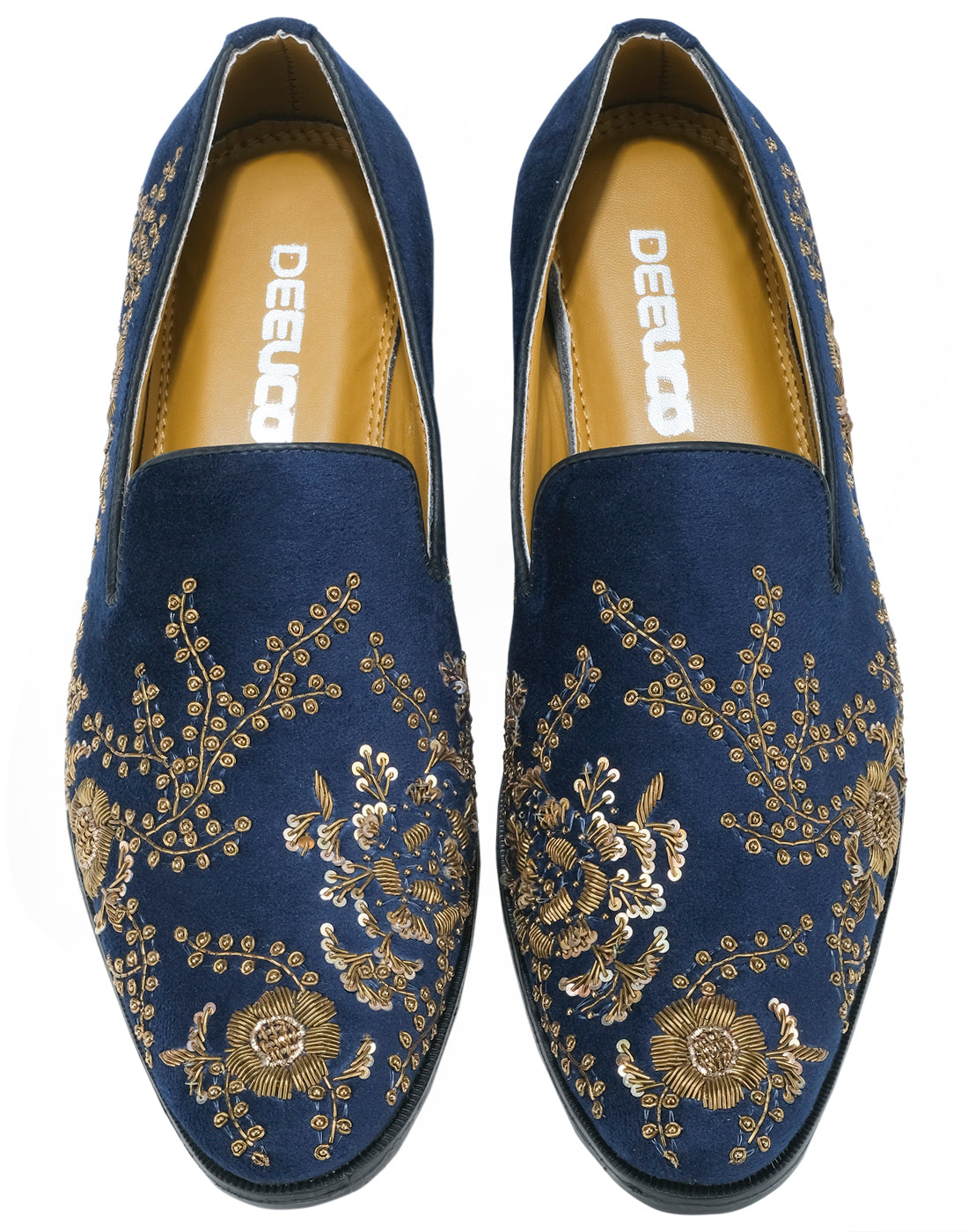 Deeuco Premium Navy Blue Velvet Zardozi embroidery Jutti