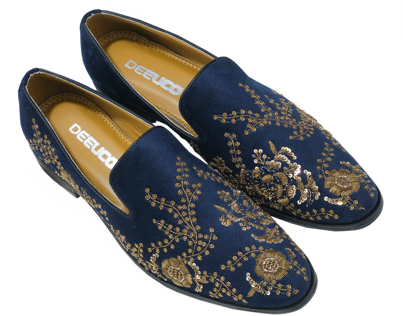 Deeuco Premium Navy Blue Velvet Zardozi embroidery Jutti