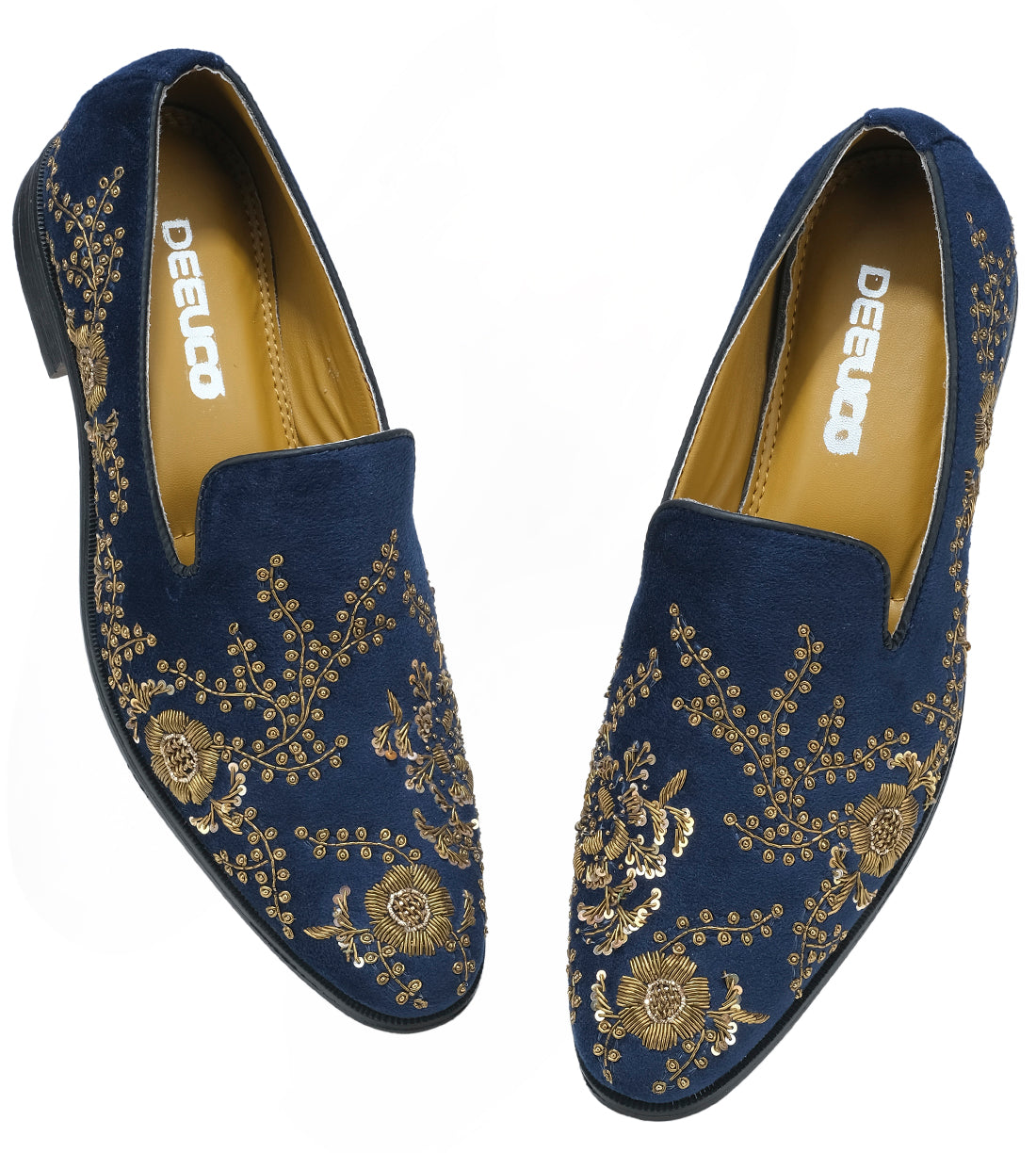 Deeuco Premium Navy Blue Velvet Zardozi embroidery Jutti