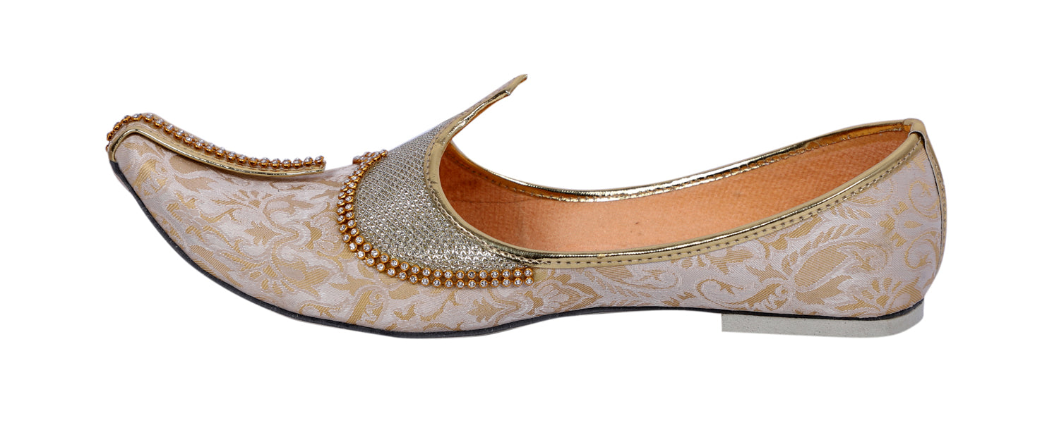 DEEUCO Men's Traditional Golden Wedding and Sherwani Jutti,Mojari