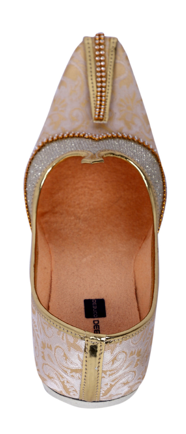 DEEUCO Men's Traditional Golden Wedding and Sherwani Jutti,Mojari
