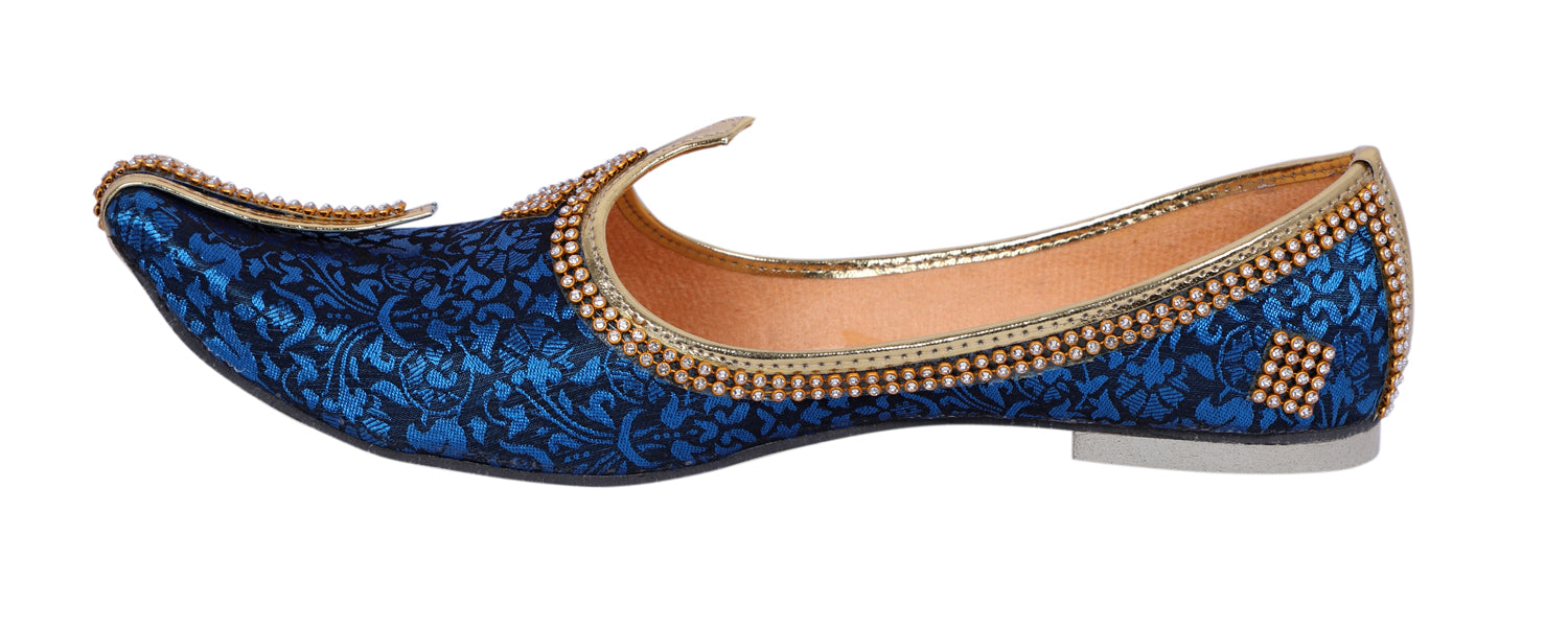 DEEUCO Men's Traditional Royal Blue Wedding and Sherwani Jutti,Mojari