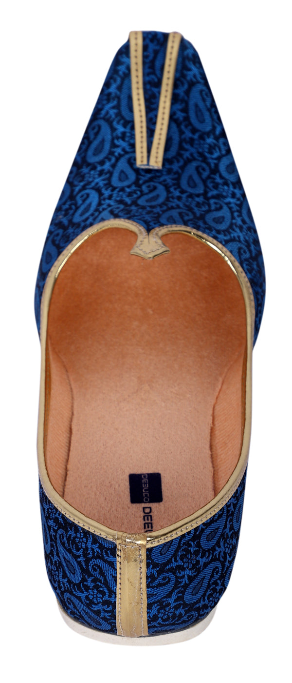 DEEUCO Men's Traditional Royal Blue Wedding and Sherwani Mojari, Jutti