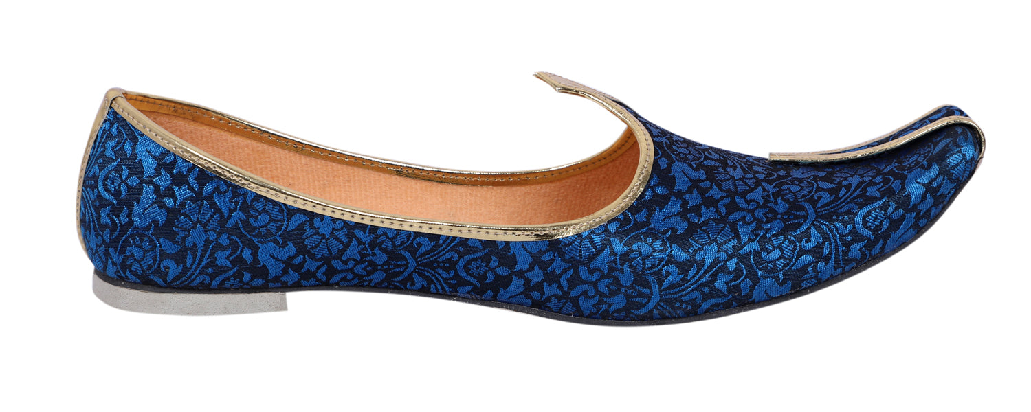 DEEUCO Men's Traditional Royal Blue Wedding and Sherwani Mojari, Jutti