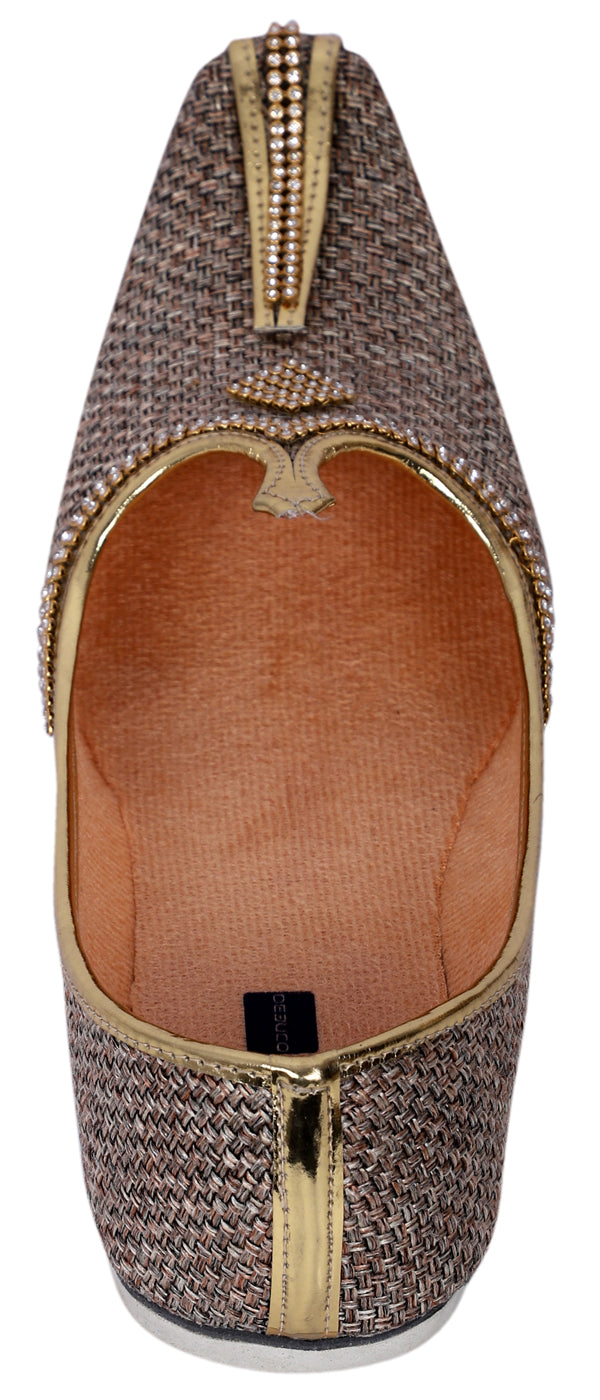 DEEUCO Men's Traditional Brown Jute Wedding,Ethnic, Party and Sherwani Jutti,Mojari