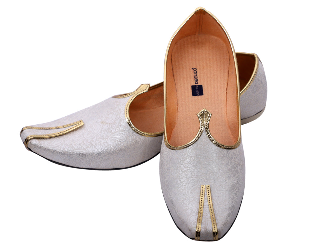 DEEUCO Men's Ethnic Cream Wedding and Sherwani Jutti, Mojari
