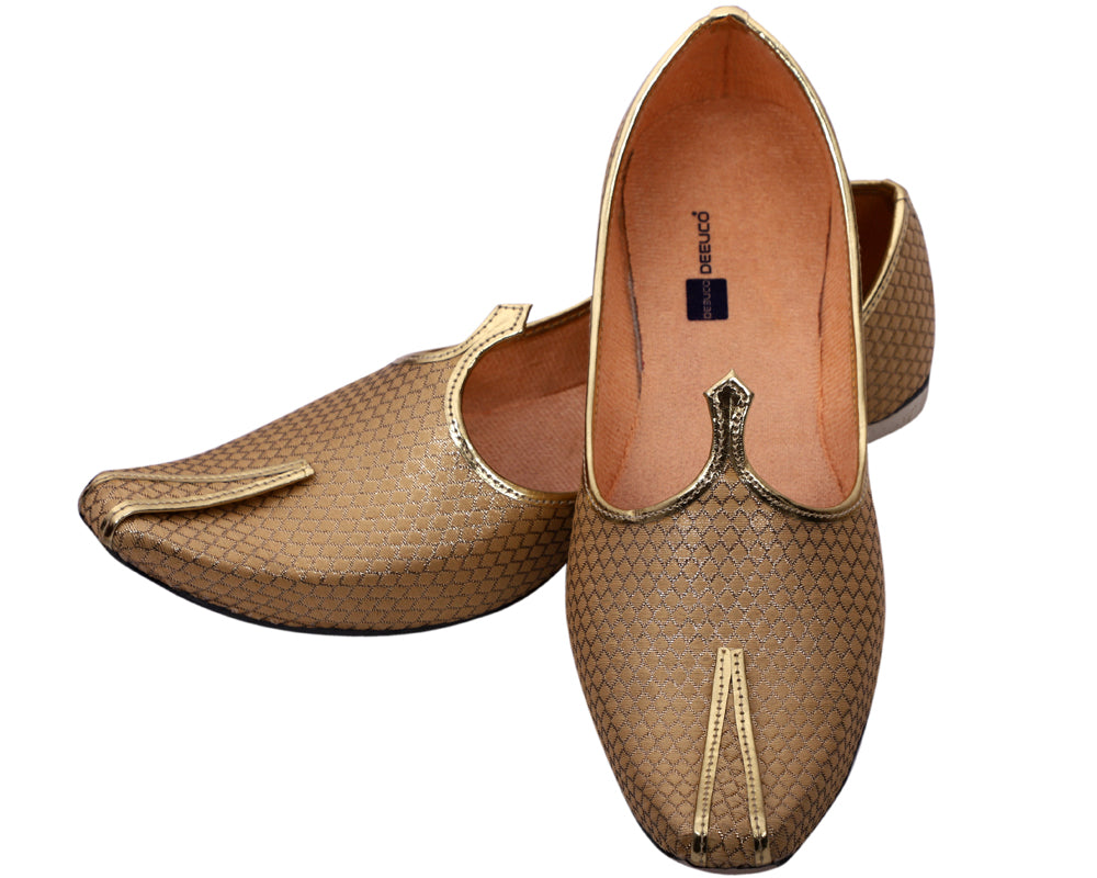 DEEUCO Men's Ethnic Golden Wedding and Sherwani Jutti, Mojari