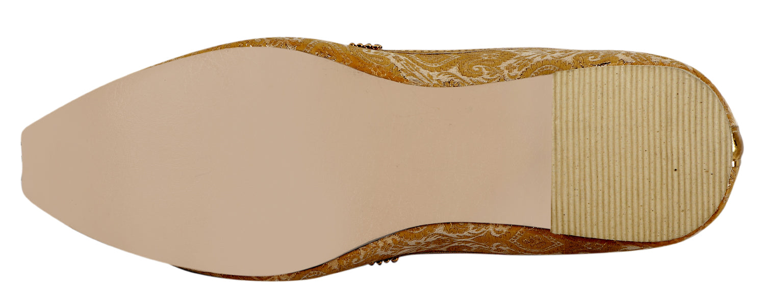 DEEUCO Men's Traditional Golden Wedding and Sherwani Jutti (Mojari)