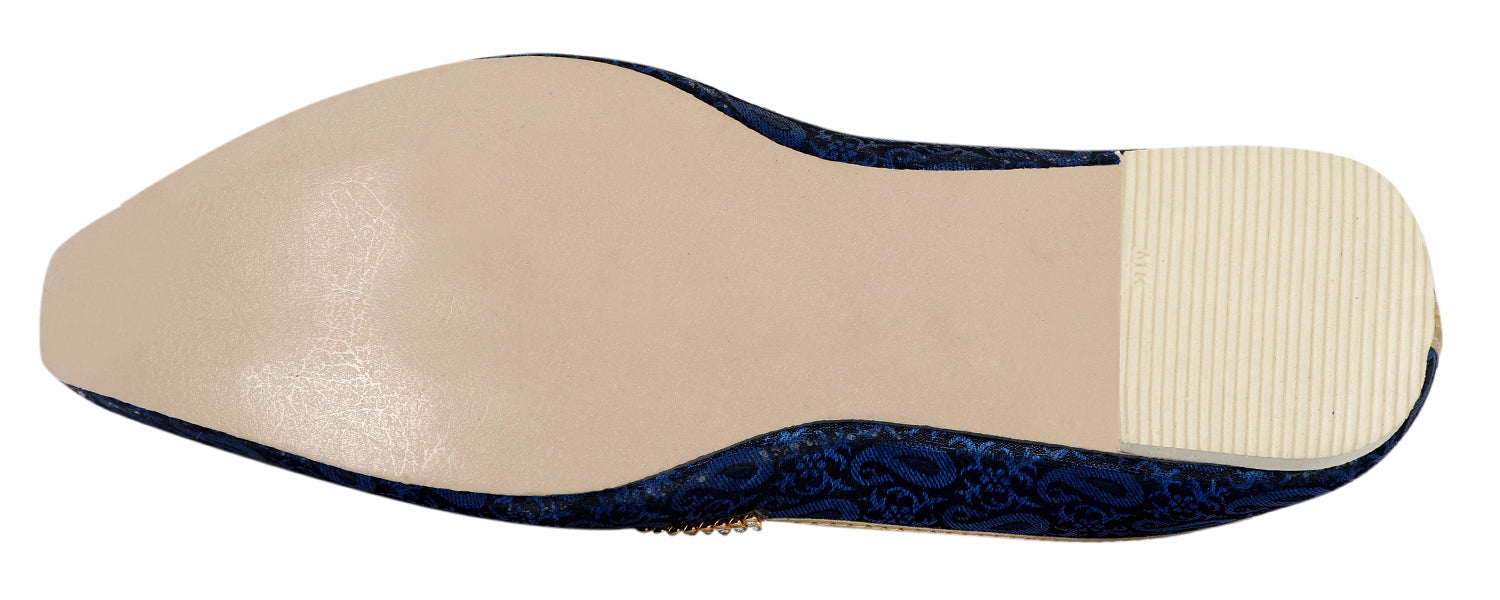 DEEUCO Men's Traditional Navy Blue Wedding and Sherwani Jutti (Mojari)