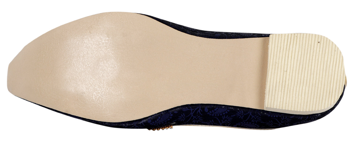 DEEUCO Men's Traditional Velvet Royal Blue Wedding and Sherwani Jutti (Mojari)