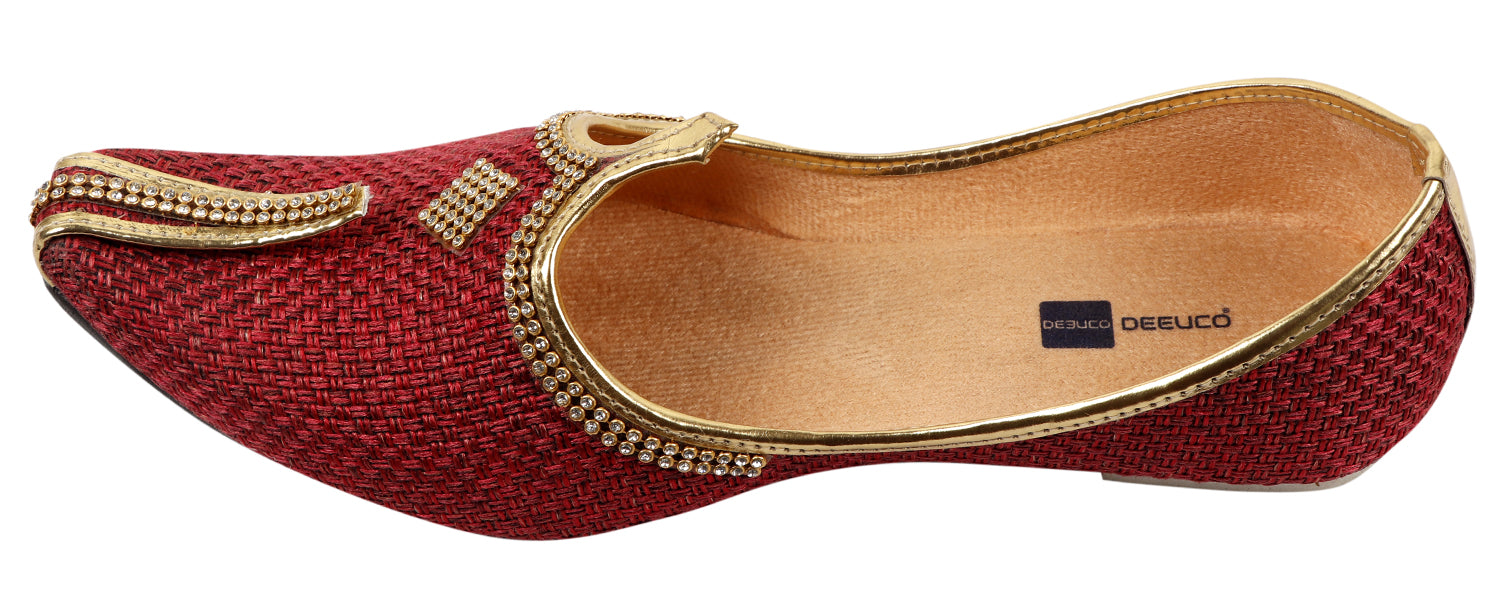 DEEUCO Men's Traditional Maroon Wedding and Sherwani Jutti (Mojari)