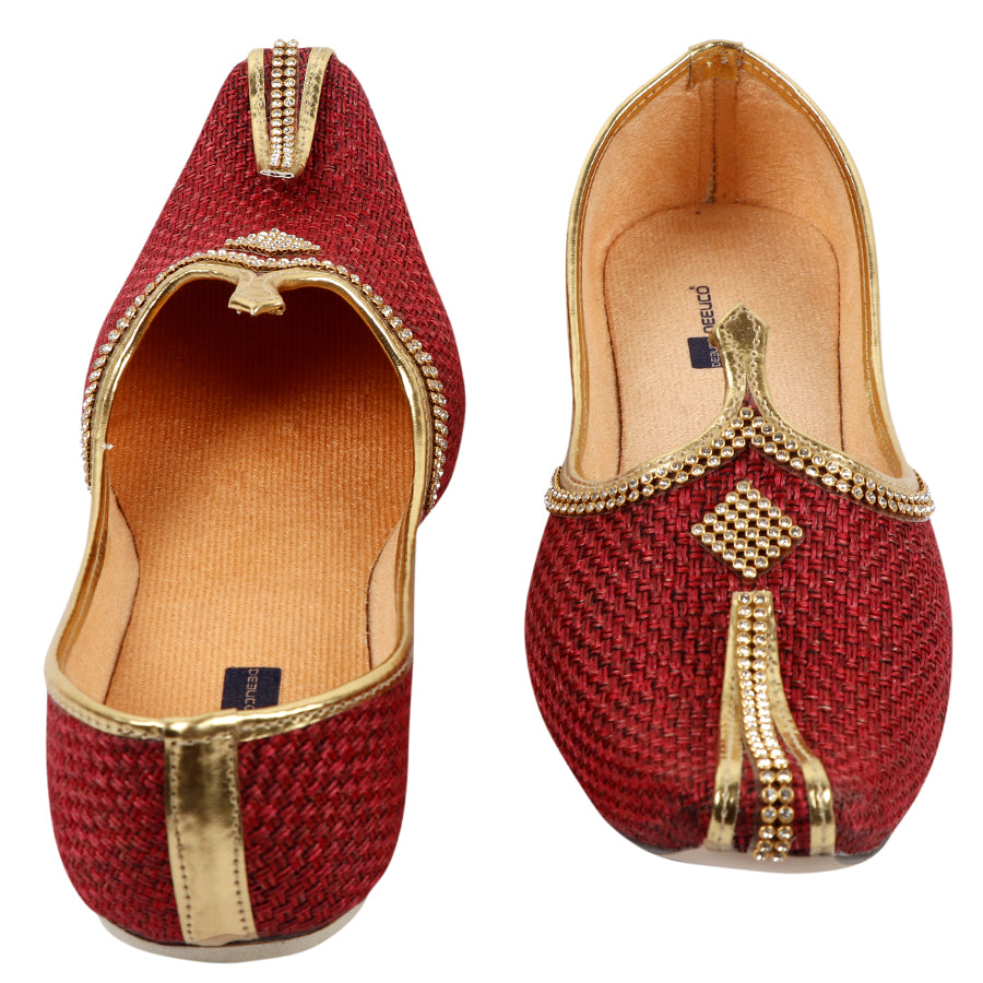 DEEUCO Men's Traditional Maroon Wedding and Sherwani Jutti (Mojari)
