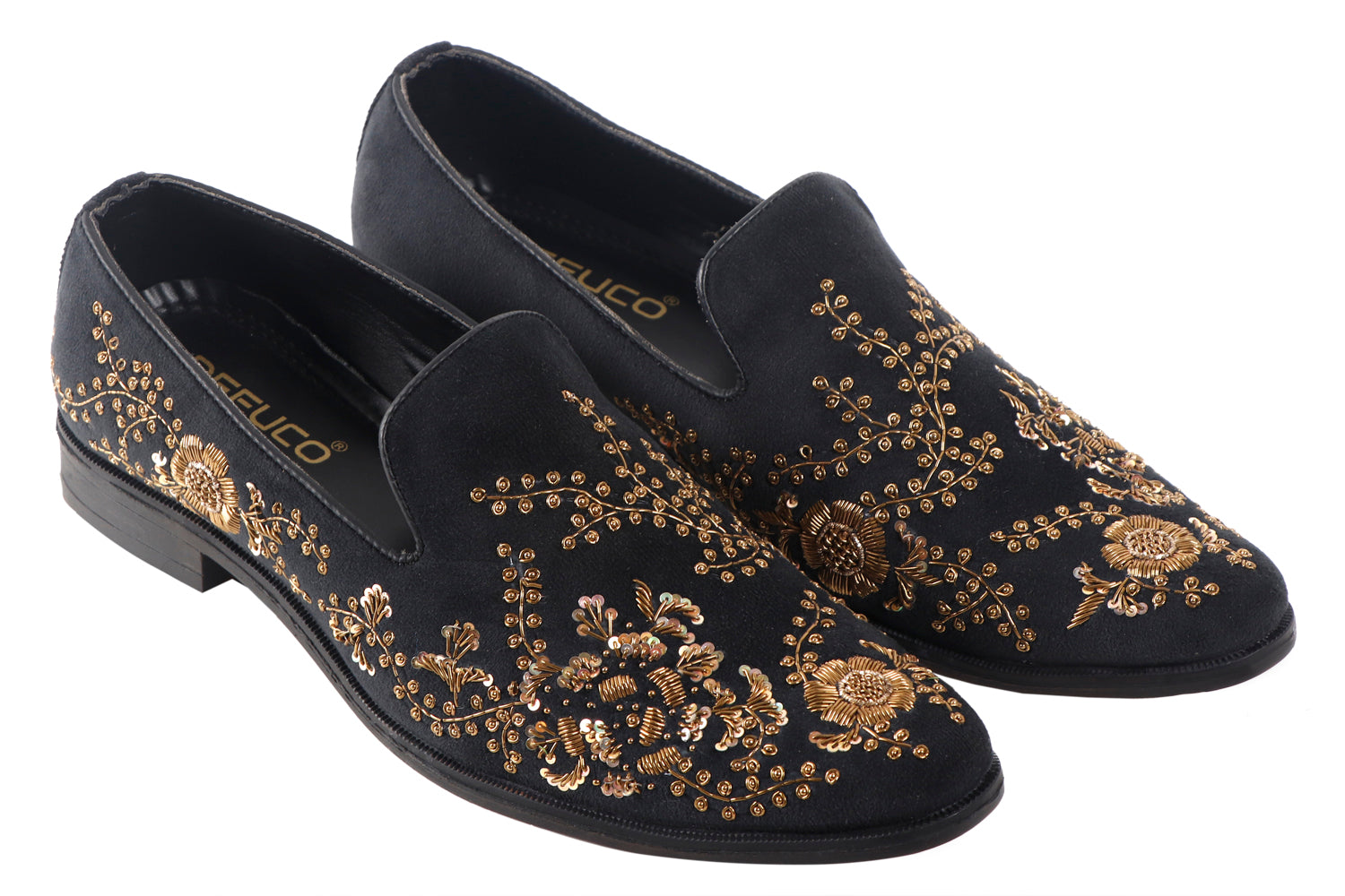 Deeuco Premium Black Velvet Zardozi embroidery Jutti