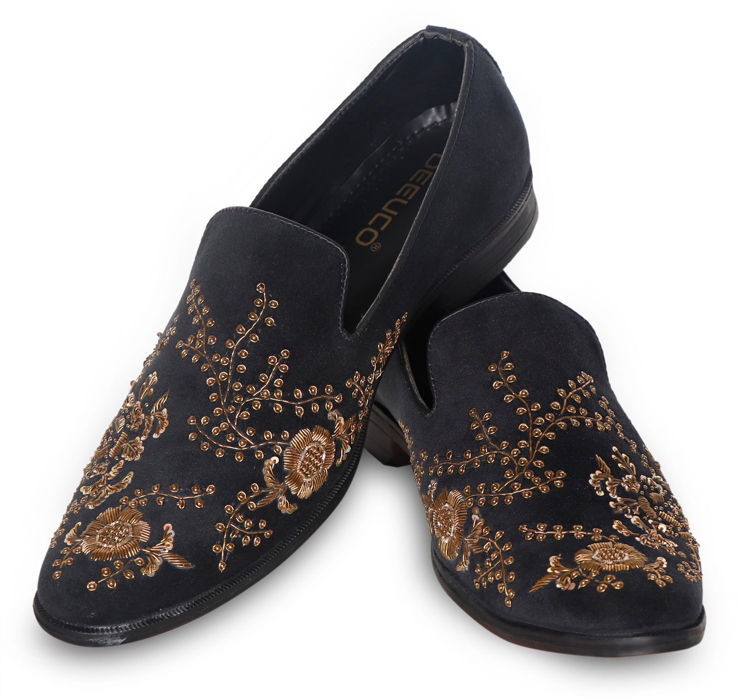 Deeuco Premium Black Velvet Zardozi embroidery Jutti