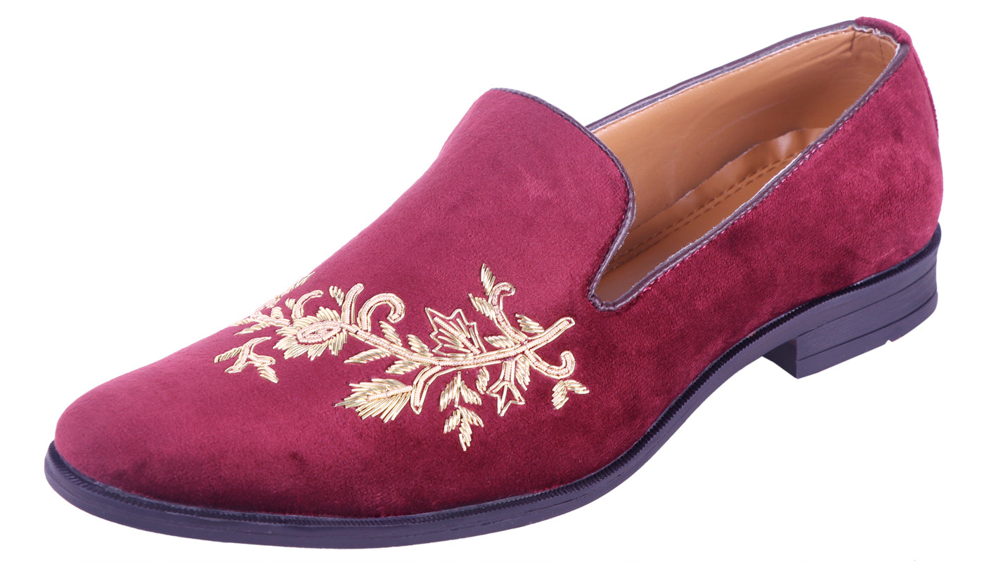 Deeuco Premium Maroon Velvet Zardozi embroidery Jutti