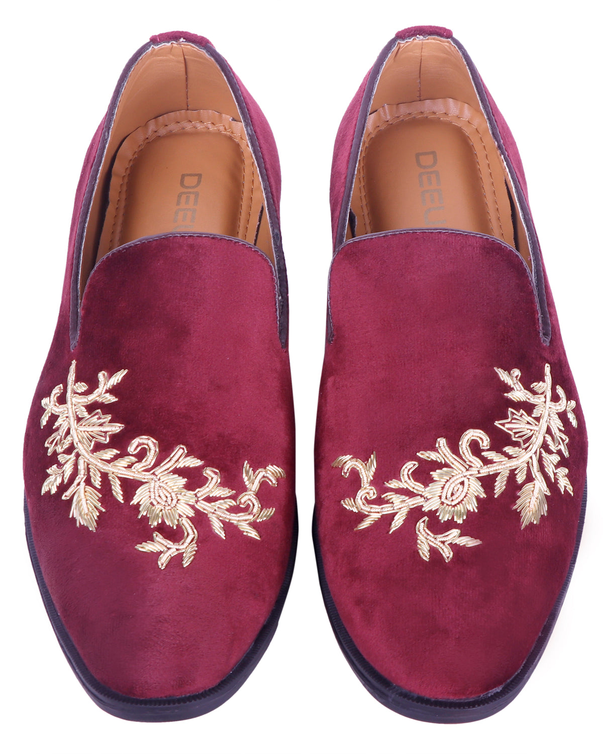 Deeuco Premium Maroon Velvet Zardozi embroidery Jutti