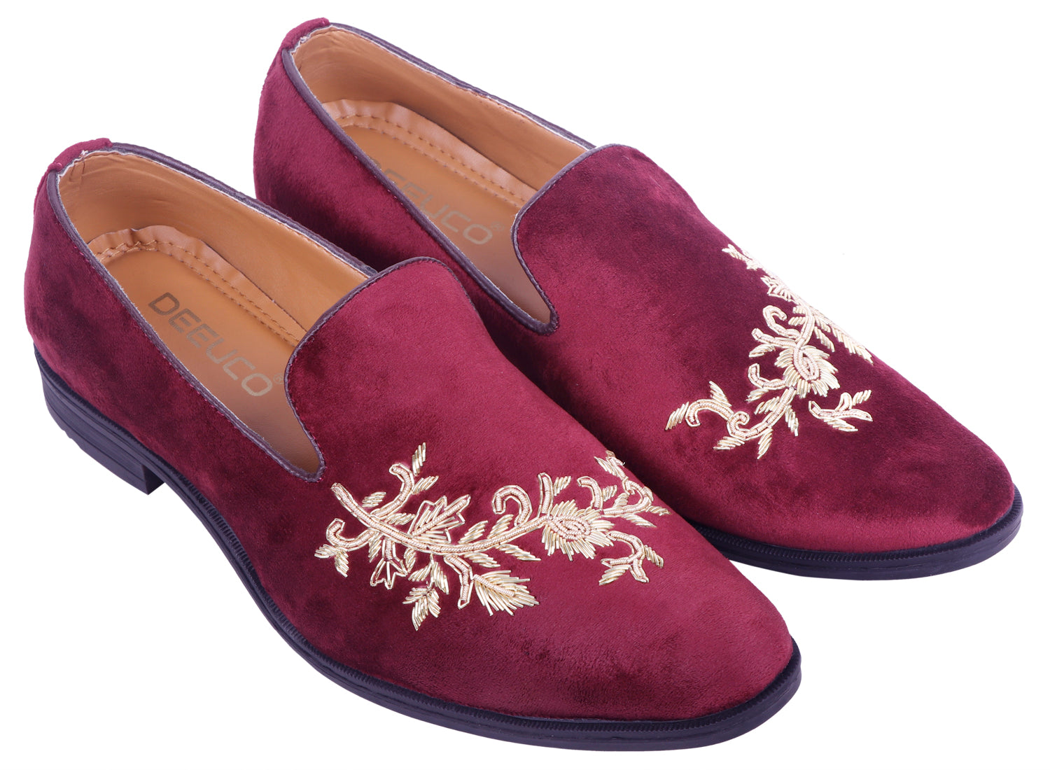 Deeuco Premium Maroon Velvet Zardozi embroidery Jutti