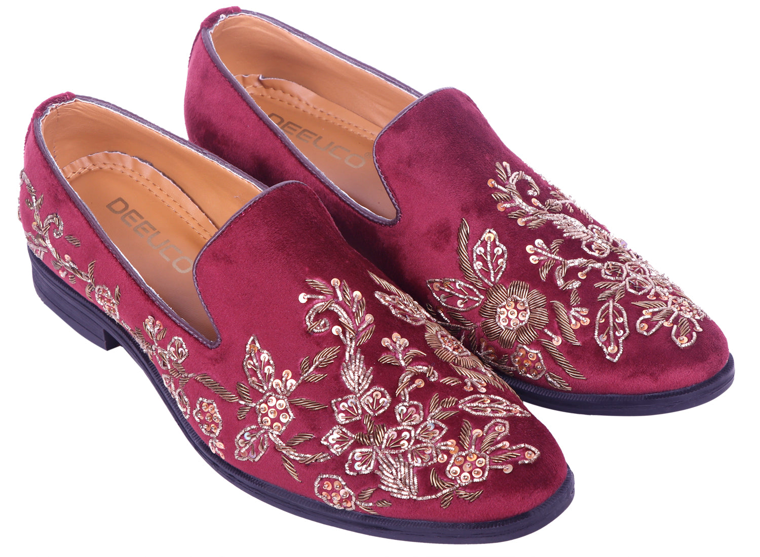 Deeuco Premium Maroon Velvet Zardozi embroidery Jutti