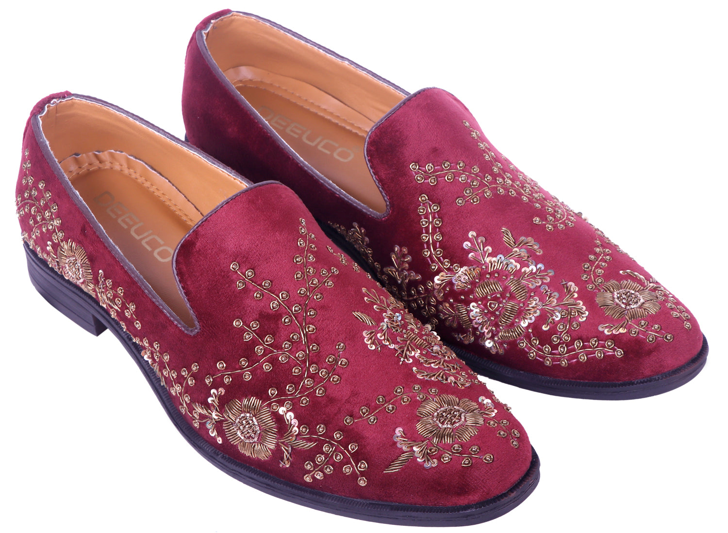 Deeuco Premium Maroon Velvet Hand Zardozi embroidery Jutti