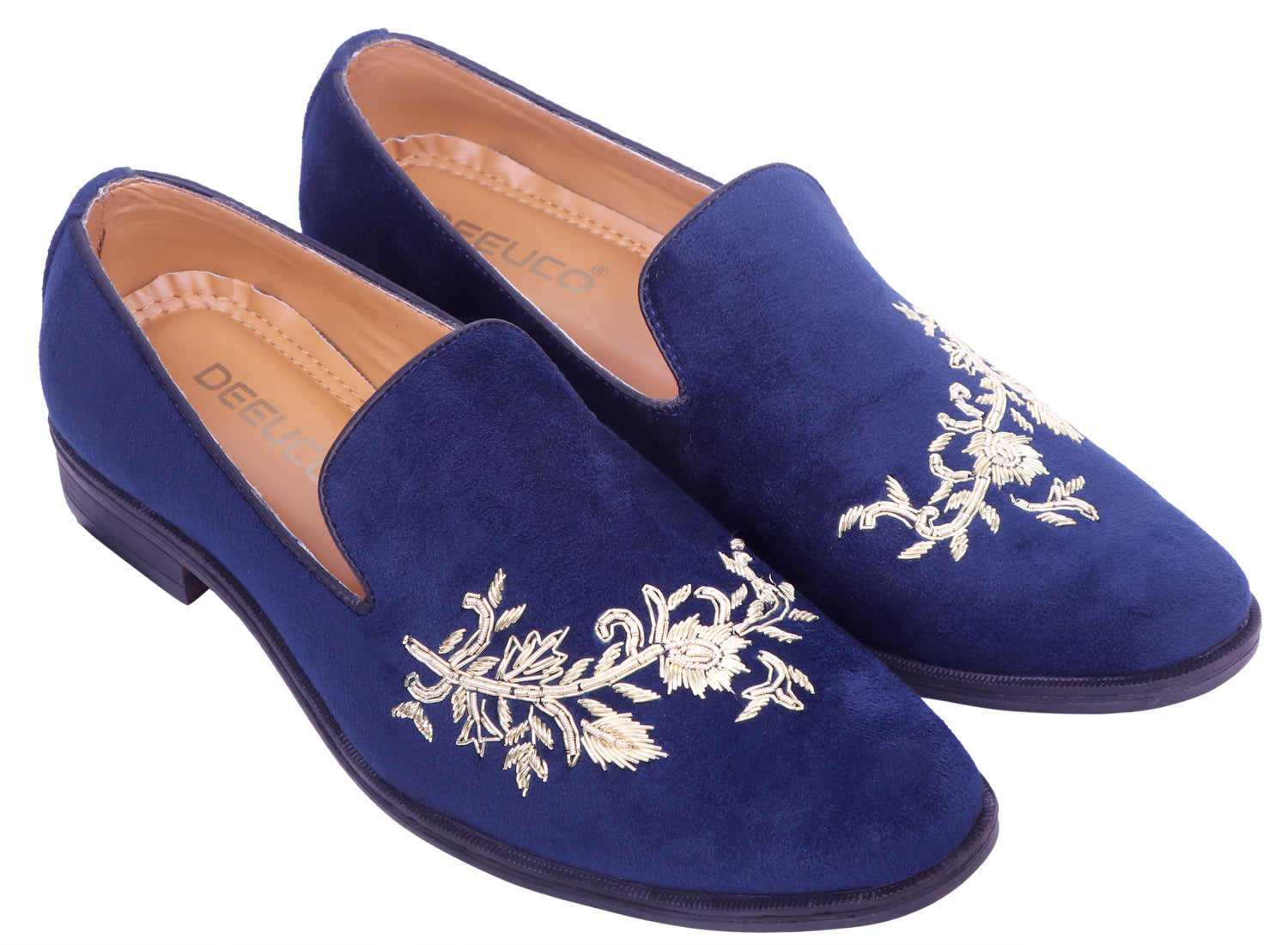 Deeuco Premium Navy Blue Velvet Zardozi embroidery Jutti