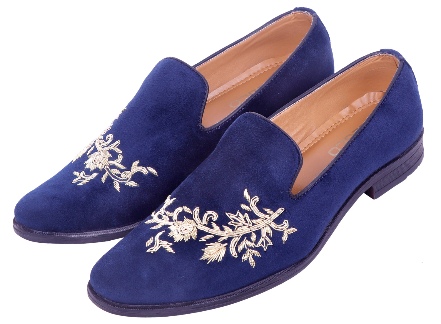 Deeuco Premium Navy Blue Velvet Zardozi embroidery Jutti