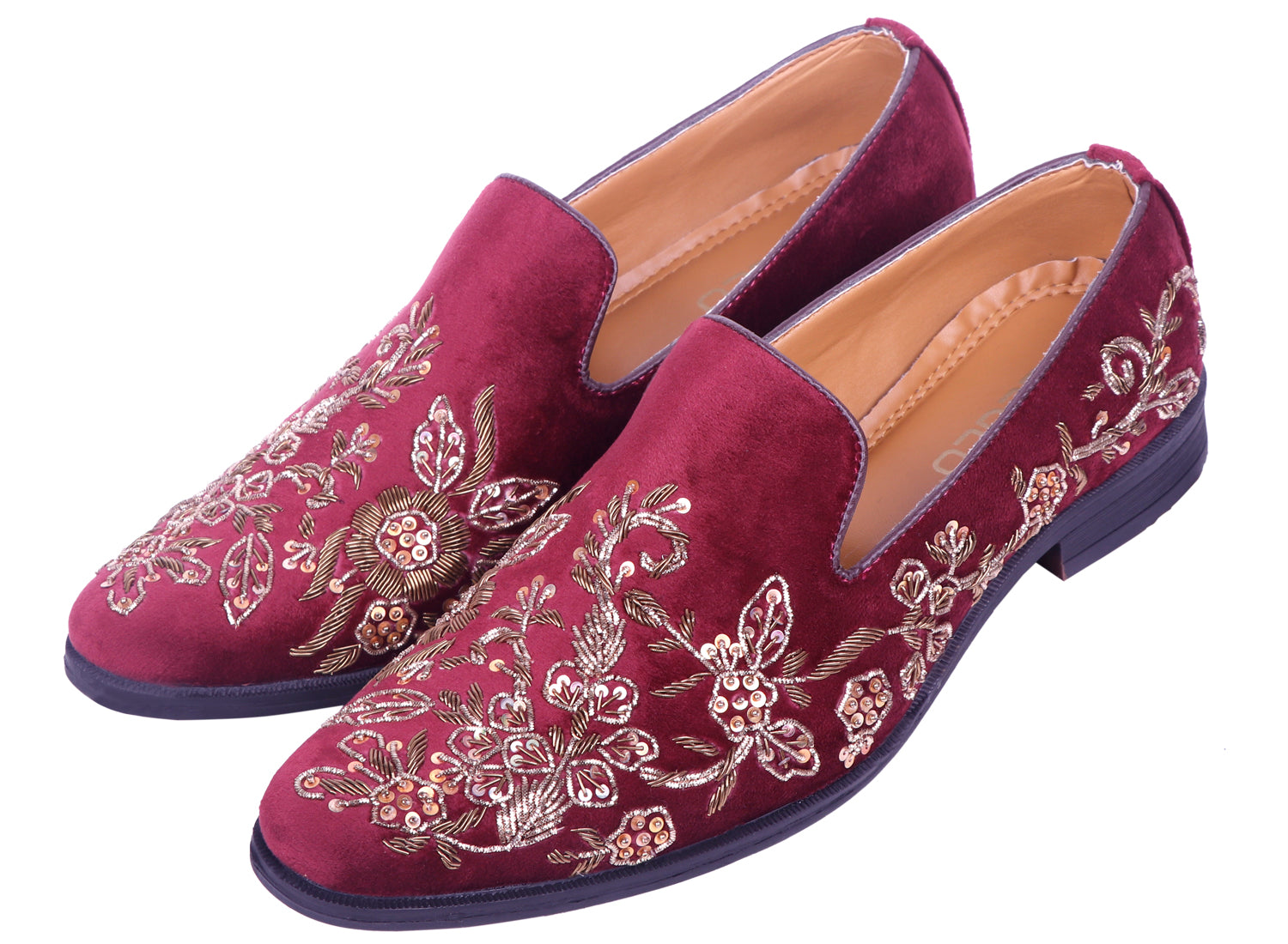 Deeuco Premium Maroon Velvet Zardozi embroidery Jutti