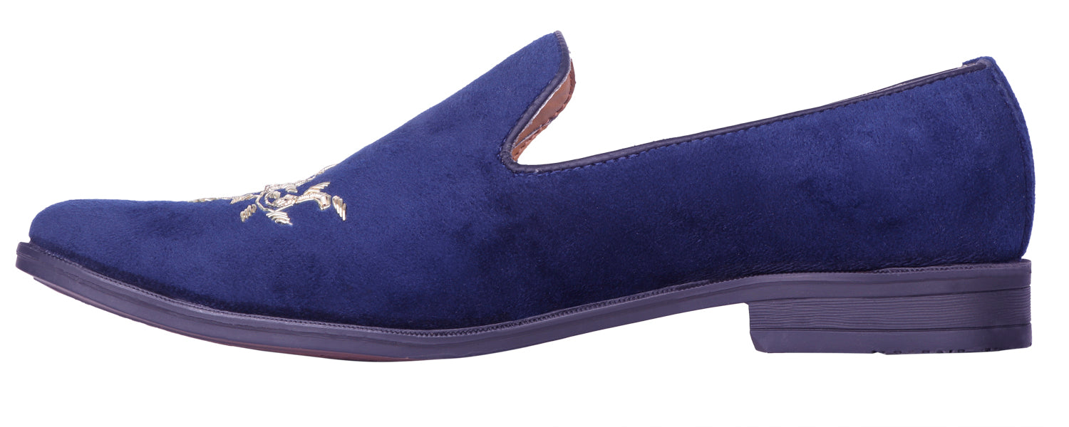 Deeuco Premium Navy Blue Velvet Zardozi embroidery Jutti