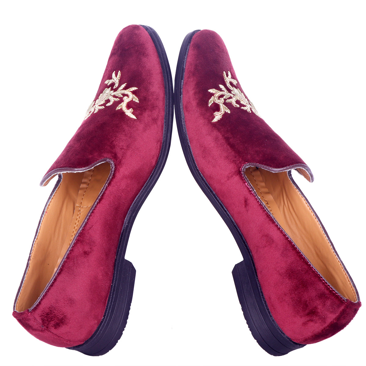 Deeuco Premium Maroon Velvet Zardozi embroidery Jutti